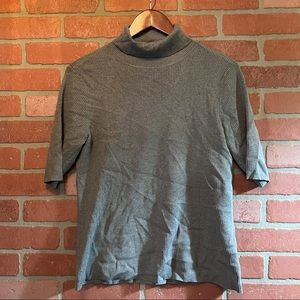 Mock Turtleneck Short Shirt, Ribbed